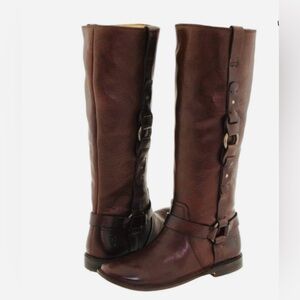 Frye ‘Paige Loop Harness’ Cognac Brown Leather Riding Boots Size 6.5 Pull On